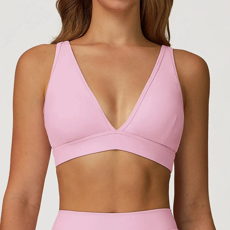Brassière femme yoga col V séchage rapide seconde peau — flow
