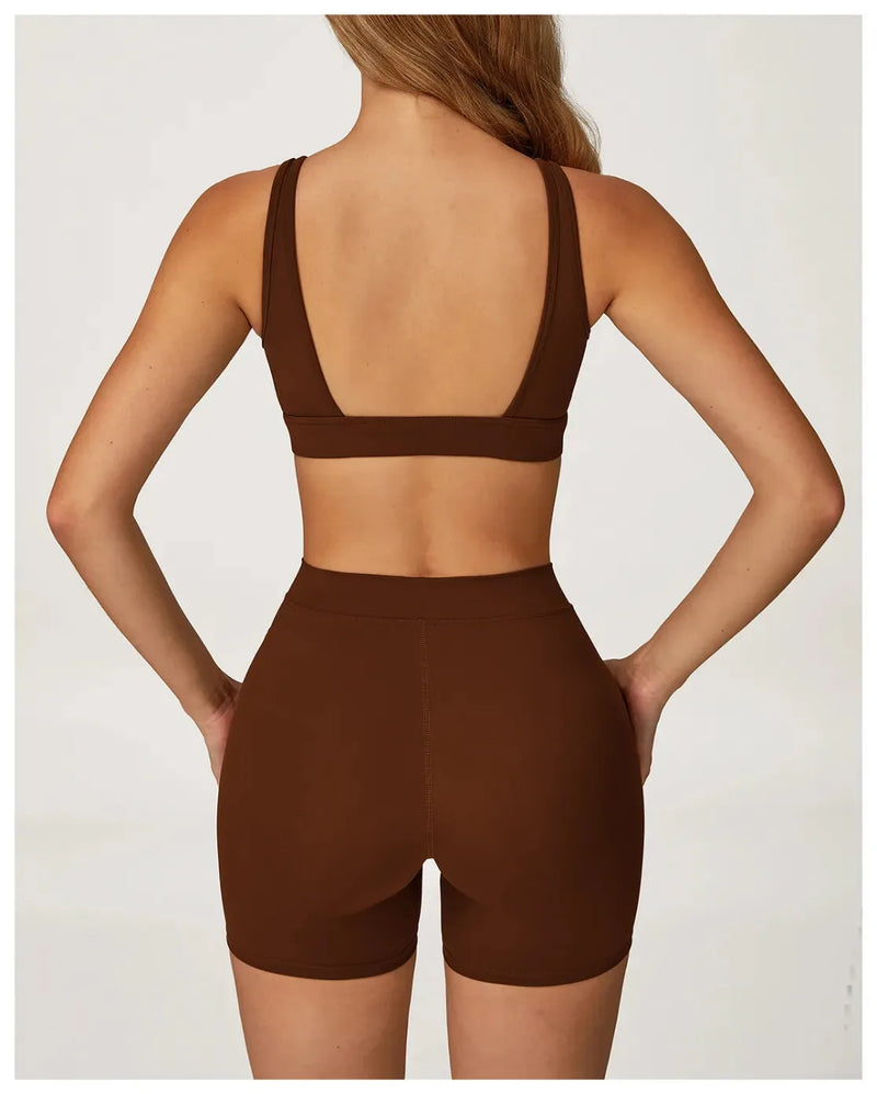 Brassière femme yoga col V séchage rapide seconde peau — flow