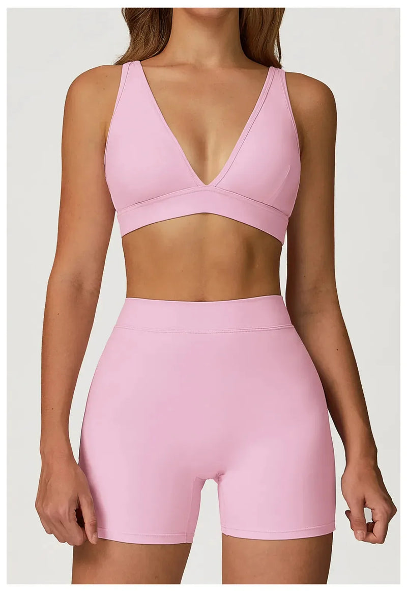 Brassière femme yoga col V séchage rapide seconde peau — flow