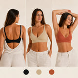 Trois femmes portant le soutien-gorge FLOW SoftLift, noir beige et terracotta