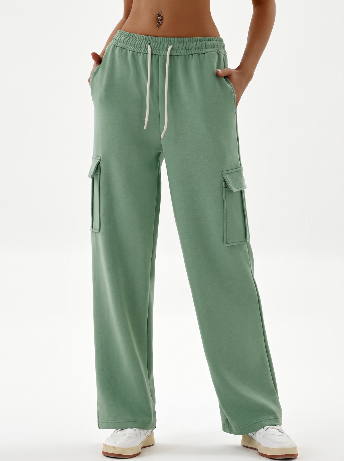 Jogging ceinture large Vert