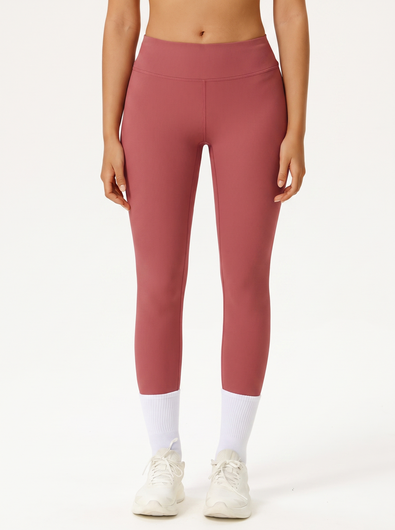 Legging côtelé Rouge rosé