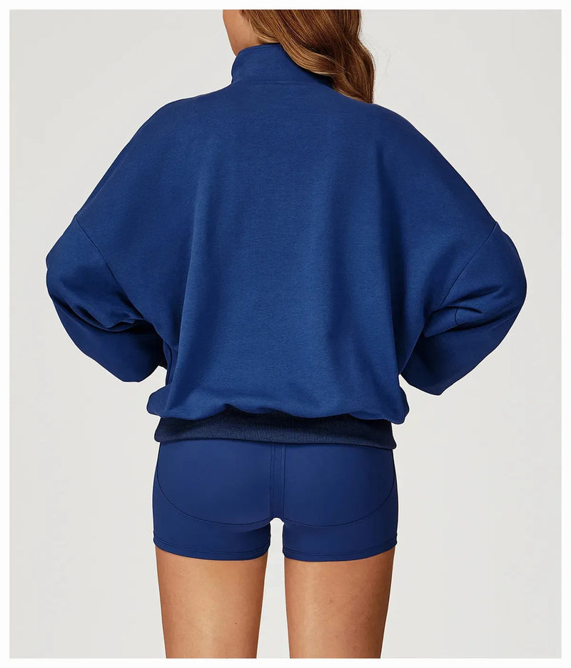 Hoodie femme EASE zippé coton molletonné - vue portée 2