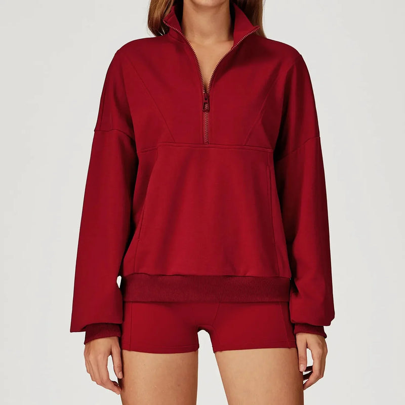Hoodie femme EASE zippé coton molletonné - vue portée 3