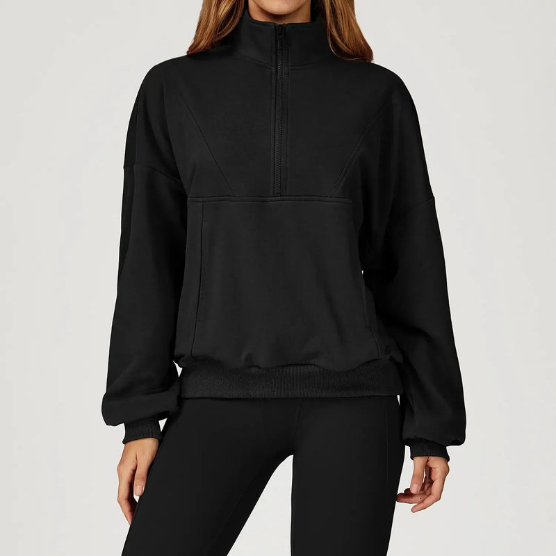 Hoodie femme EASE zippé coton molletonné - vue portée 6