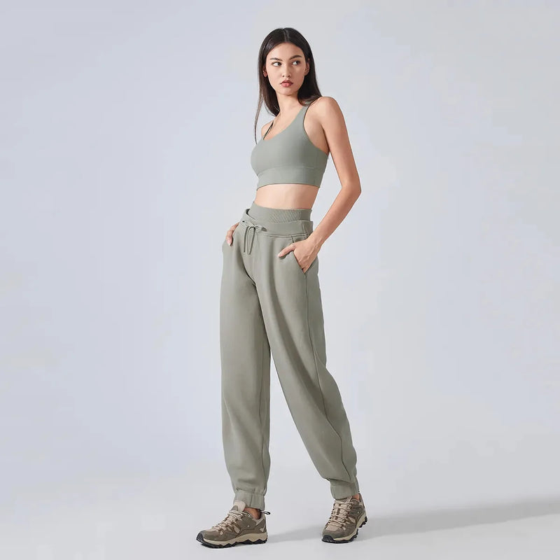 Jogging femme EASE coton molletonné oversize - vue portée 2