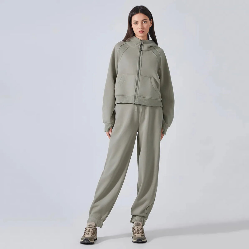 Jogging femme EASE coton molletonné oversize - vue portée 5