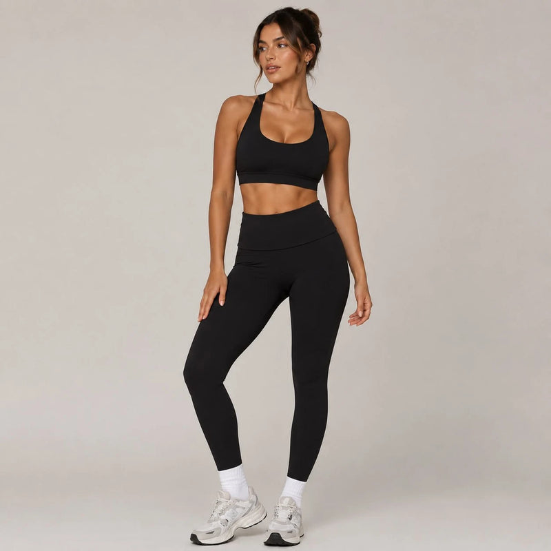 Legging femme yoga ceinture large poches latérales — FLOW