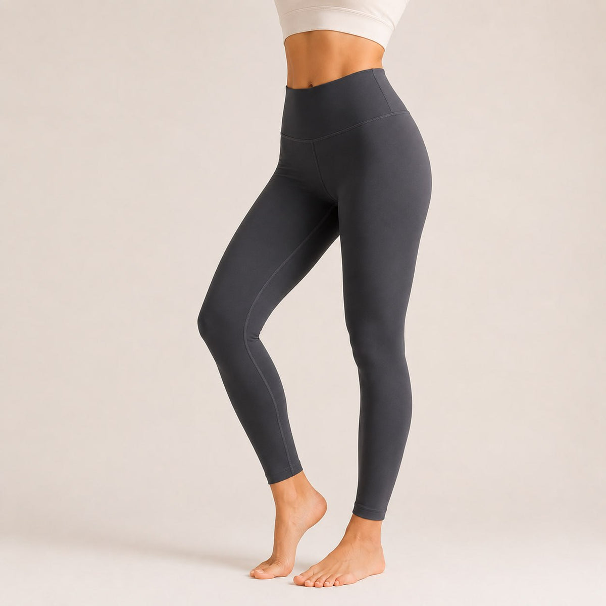 Legging femme yoga couture plate polyvalent — flow — coloris Gris anthracite
