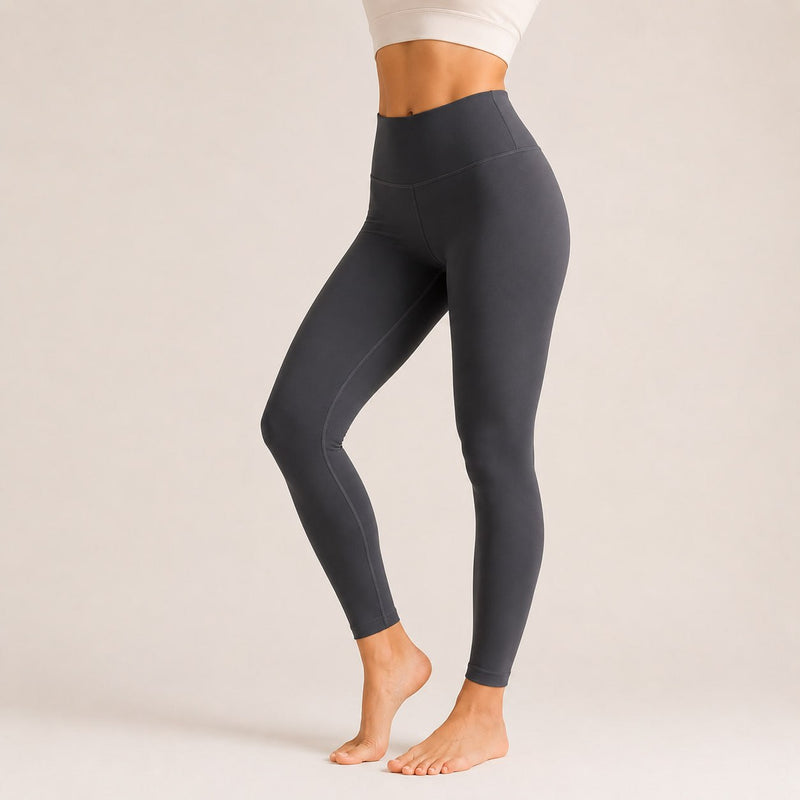 Legging femme yoga couture plate polyvalent — flow — coloris Gris anthracite
