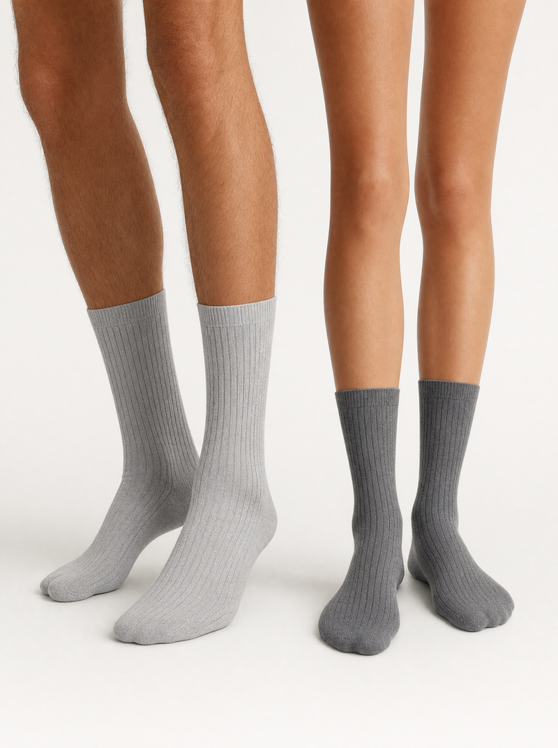 Chaussettes homme coton business - duo gris clair et gris moyen