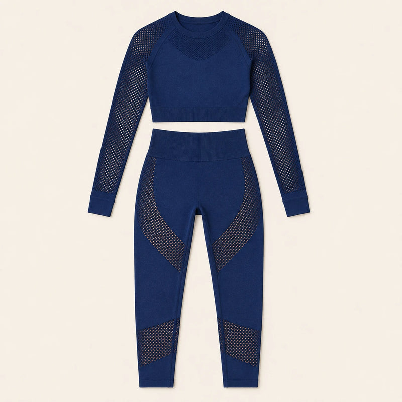 Ensemble yoga CORE bleu marine à plat — vue produit