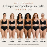 Six femmes de morphologies differentes portent le soutien-gorge FLOW SoftLift : 80 A en taille S, 90 B en M, 95 C en L, 100 D en XL, 100 E en XXL, 105 F en 3XL