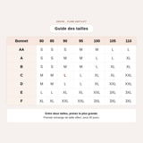 Guide des tailles FLOW SoftLift : tour de dos 80 a 110 et bonnet AA a F, correspondance vers les tailles S a 3XL
