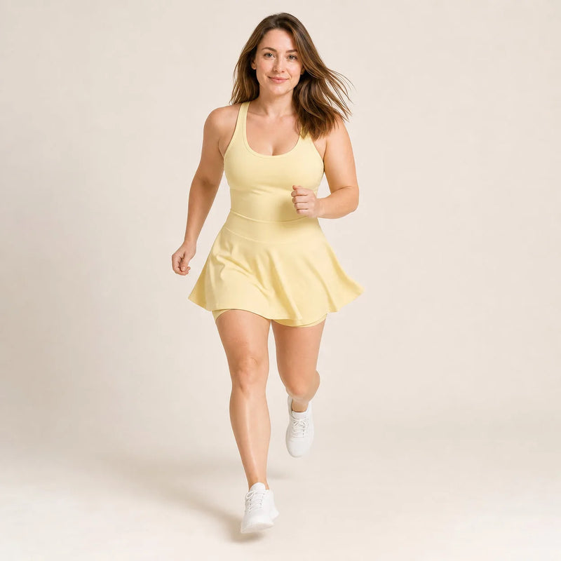 Robe de tennis femme dos croisé avec short intégré - stride