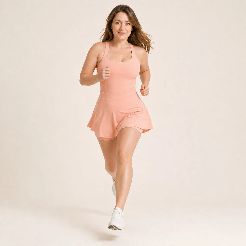 Robe de tennis femme dos croisé avec short intégré - stride