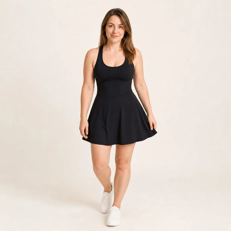 Robe de tennis femme dos croisé avec short intégré - stride