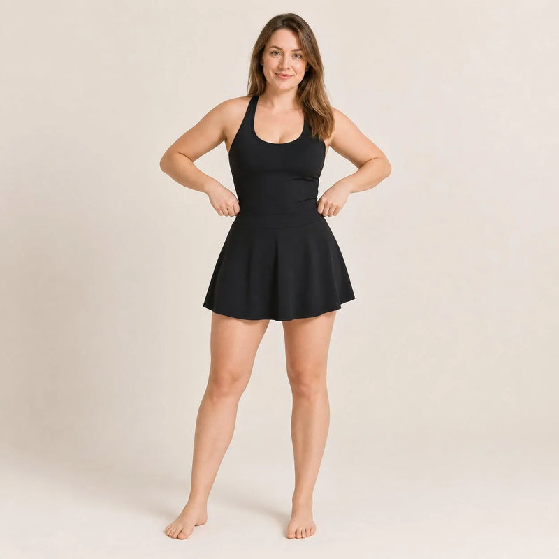 Robe de tennis femme dos croisé avec short intégré - stride