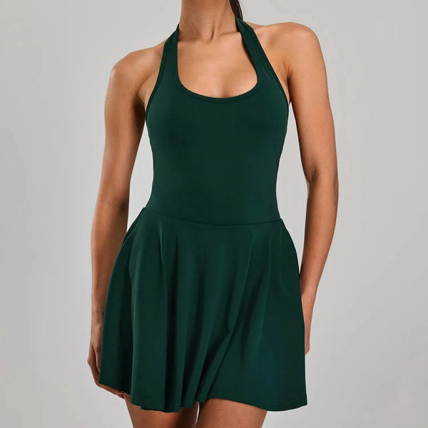 Robe femme tennis dos ouvert short intégré — stride