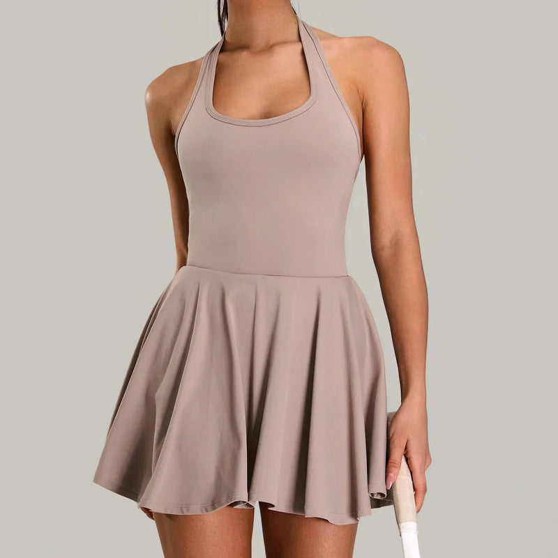 Robe femme tennis dos ouvert short intégré — stride