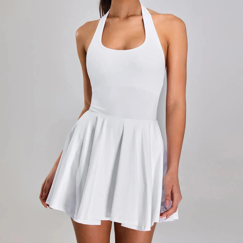 Robe femme tennis dos ouvert short intégré — stride