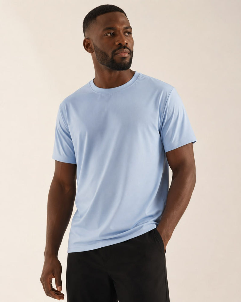 T-shirt homme col rond seconde peau polyvalent — core — coloris Bleu ciel