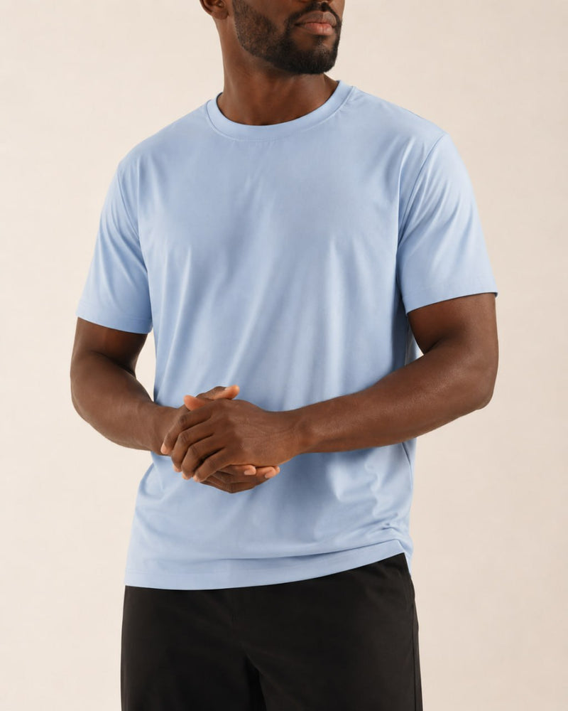 T-shirt homme col rond seconde peau polyvalent — core — coloris Bleu ciel