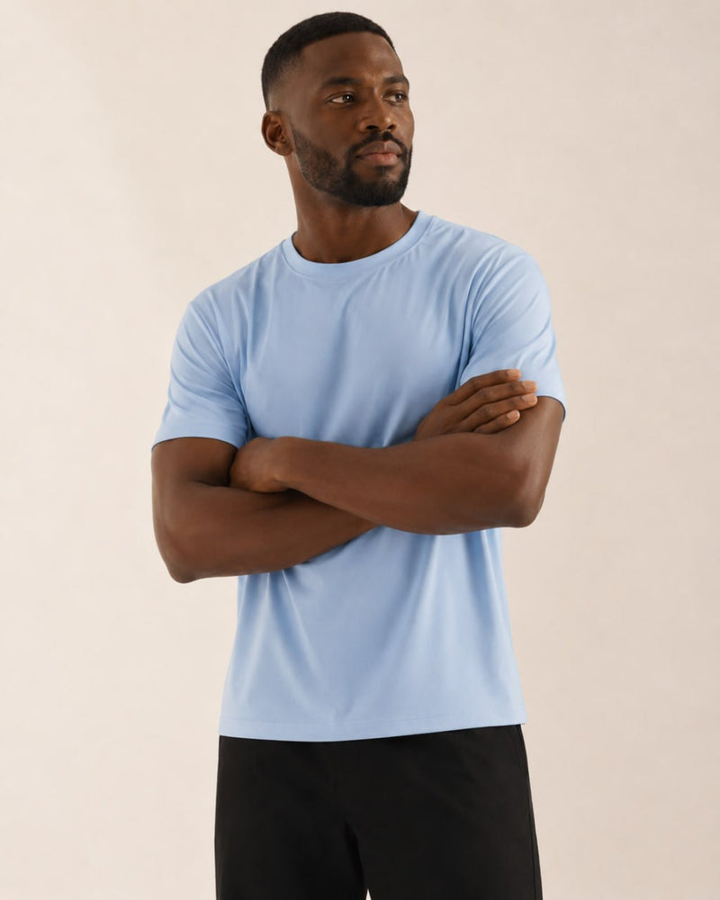 T-shirt homme col rond seconde peau polyvalent — core — coloris Bleu ciel
