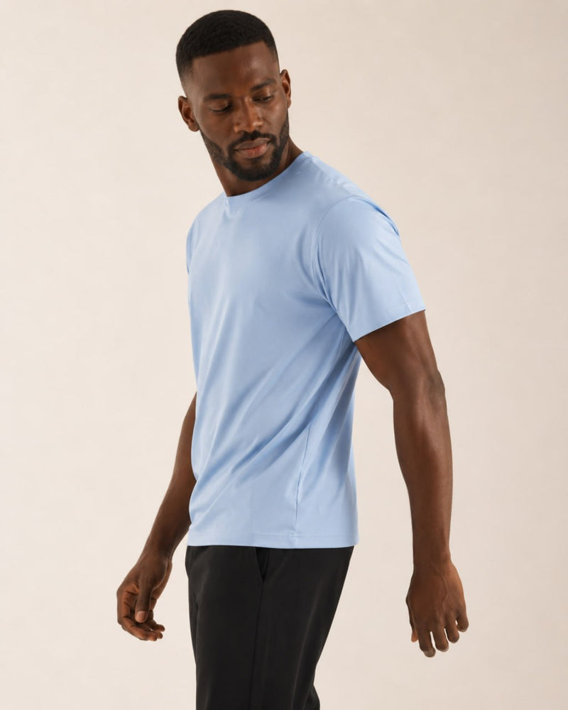 T-shirt homme col rond seconde peau polyvalent — core — coloris Bleu ciel