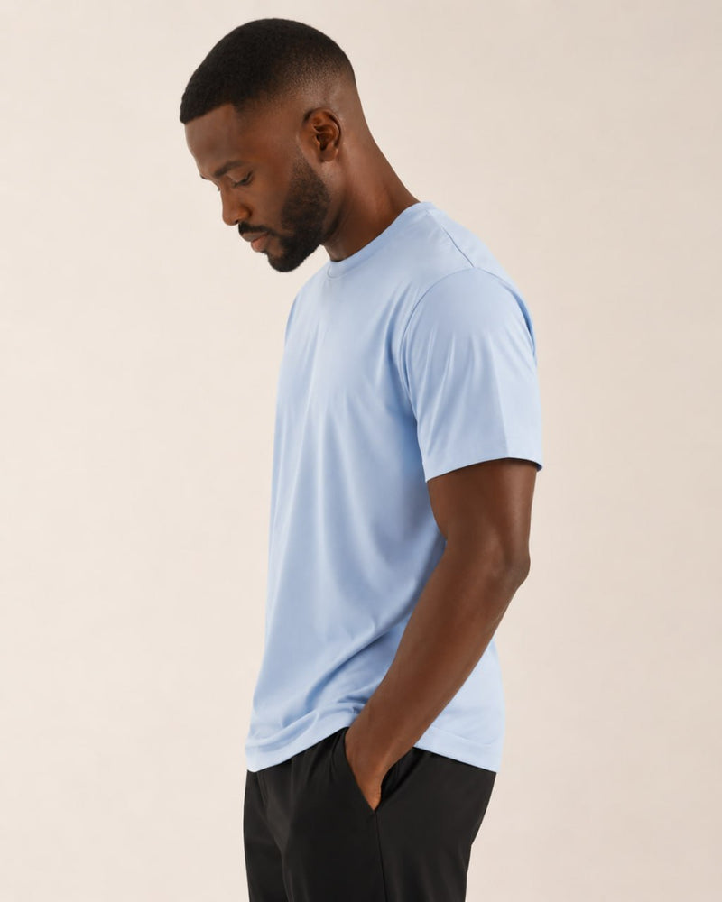 T-shirt homme col rond seconde peau polyvalent — core — coloris Bleu ciel