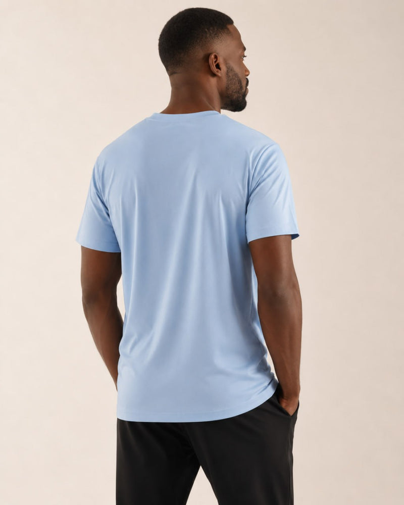 T-shirt homme col rond seconde peau polyvalent — core — coloris Bleu ciel