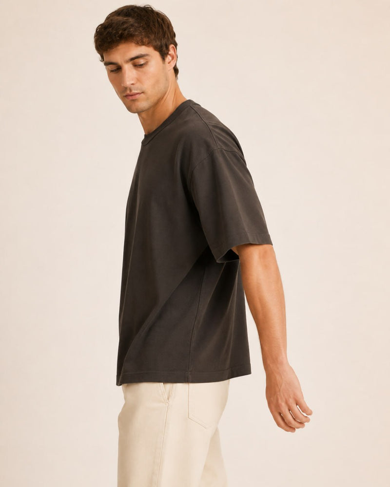 T-shirt homme oversize coton épais col rond — core — coloris Anthracite