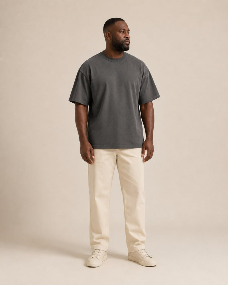 T-shirt homme oversize coton épais col rond — core — coloris Anthracite