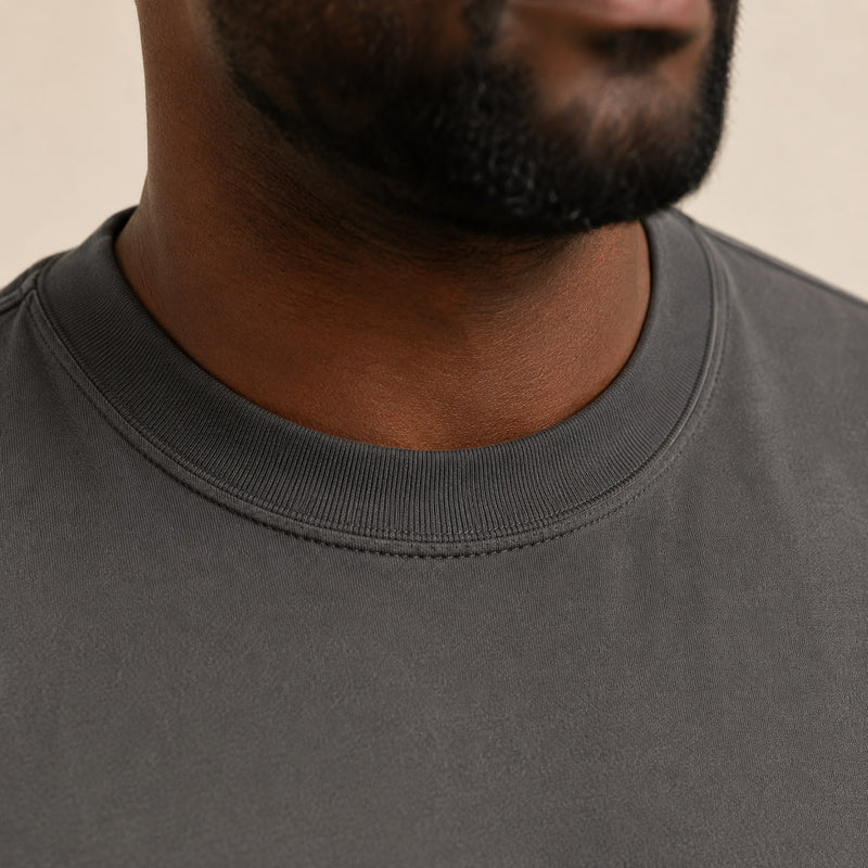 T-shirt homme oversize coton épais col rond — core — coloris Anthracite