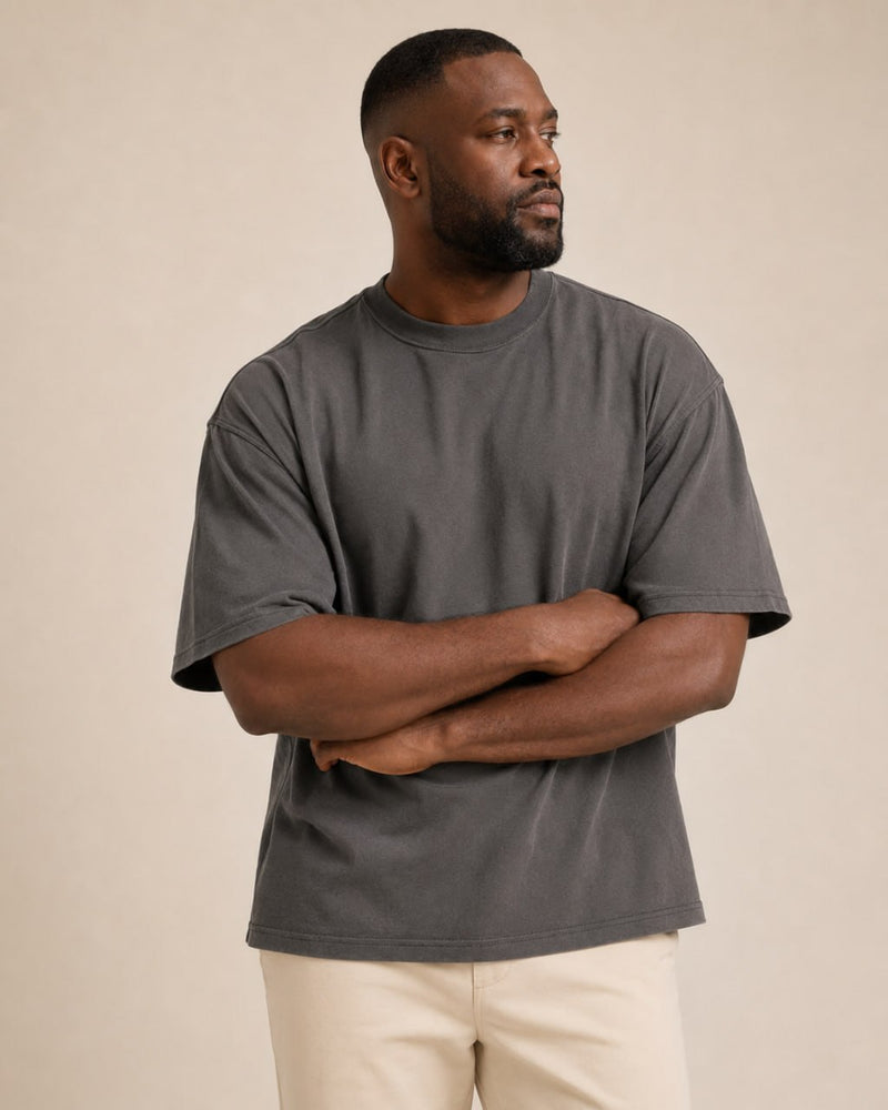 T-shirt homme oversize coton épais col rond — core — coloris Anthracite