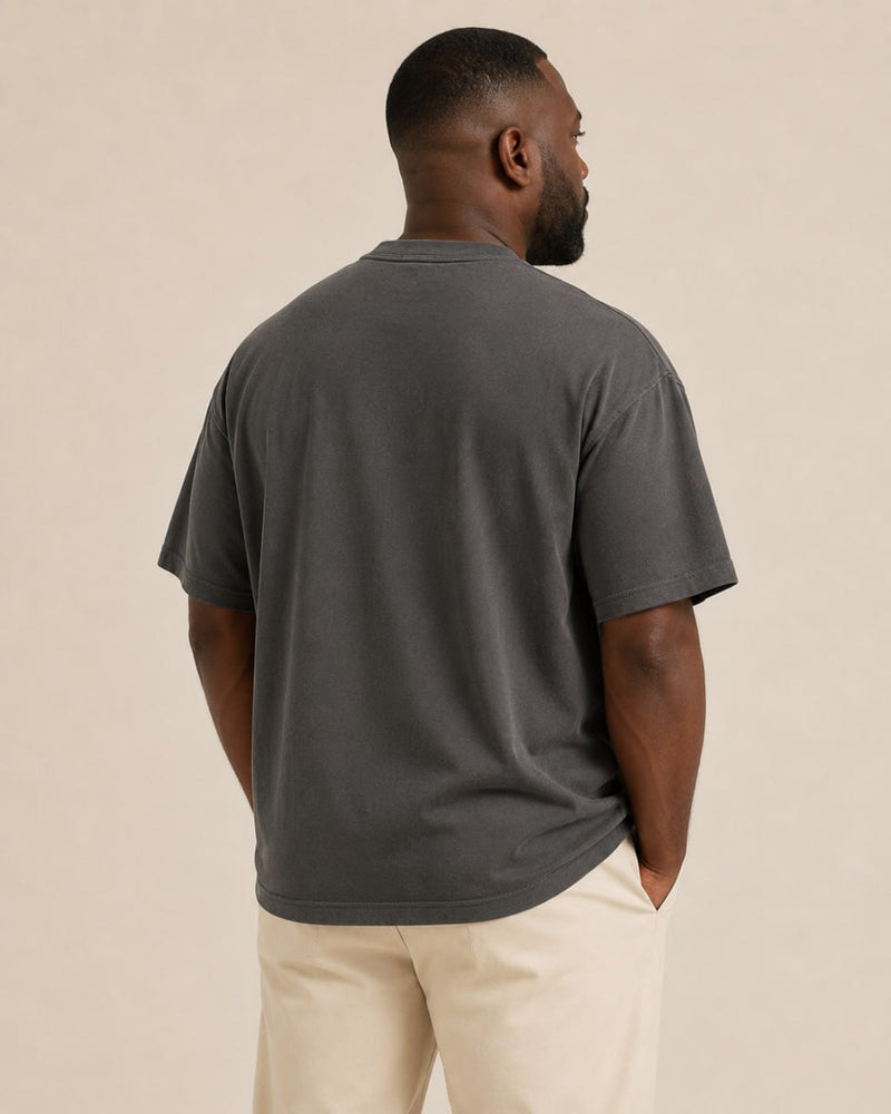 T-shirt homme oversize coton épais col rond — core — coloris Anthracite