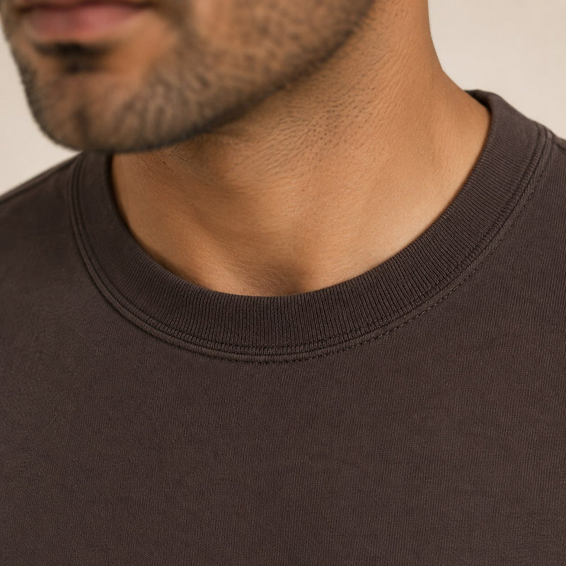 T-shirt homme oversize coton épais col rond — core — coloris Bordeaux