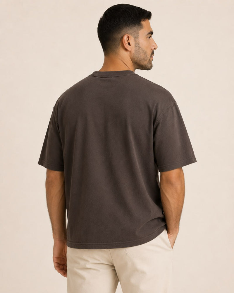 T-shirt homme oversize coton épais col rond — core — coloris Bordeaux
