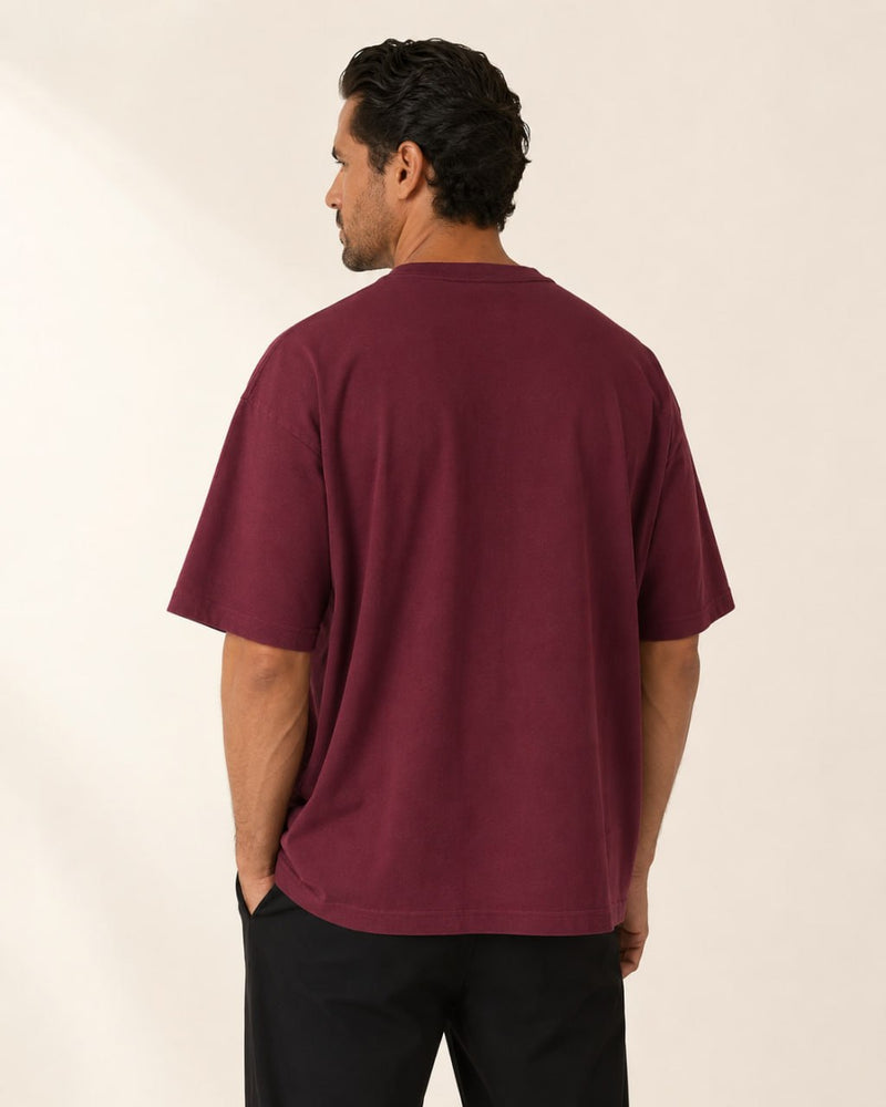 T-shirt homme oversize coton épais col rond — core — coloris Camel