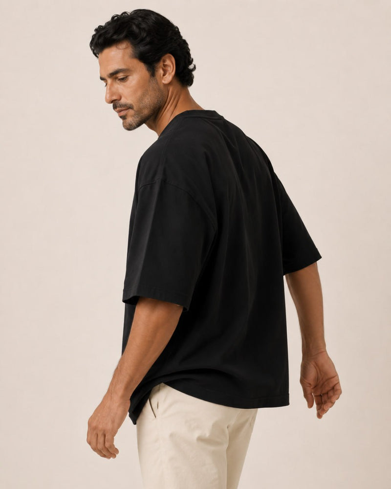 T-shirt homme oversize coton épais col rond — core — coloris Noir