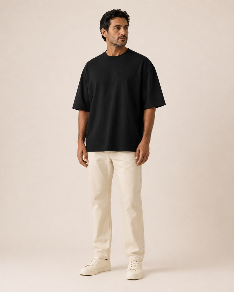 T-shirt homme oversize coton épais col rond — core — coloris Noir