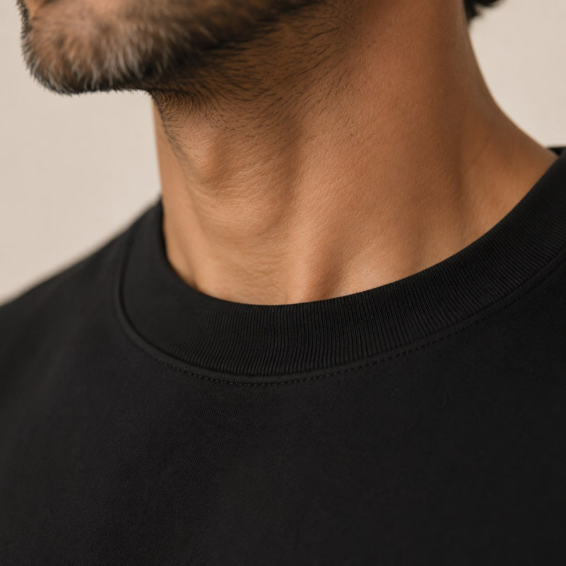 T-shirt homme oversize coton épais col rond — core — coloris Noir