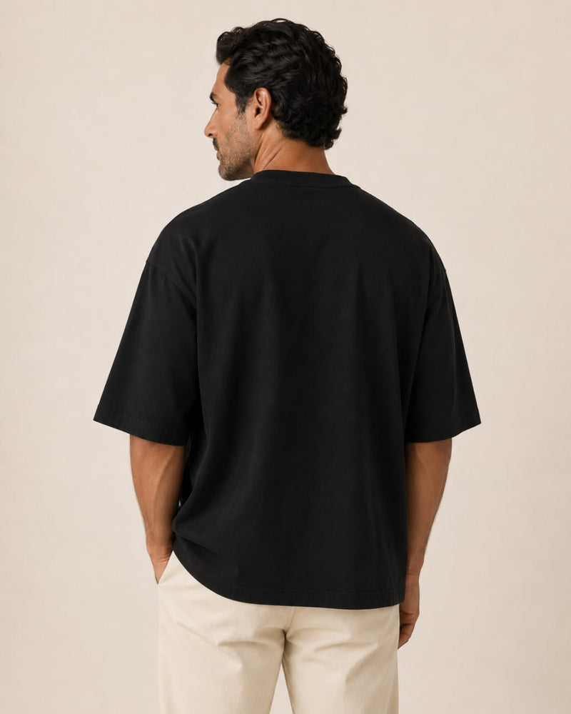 T-shirt homme oversize coton épais col rond — core — coloris Noir