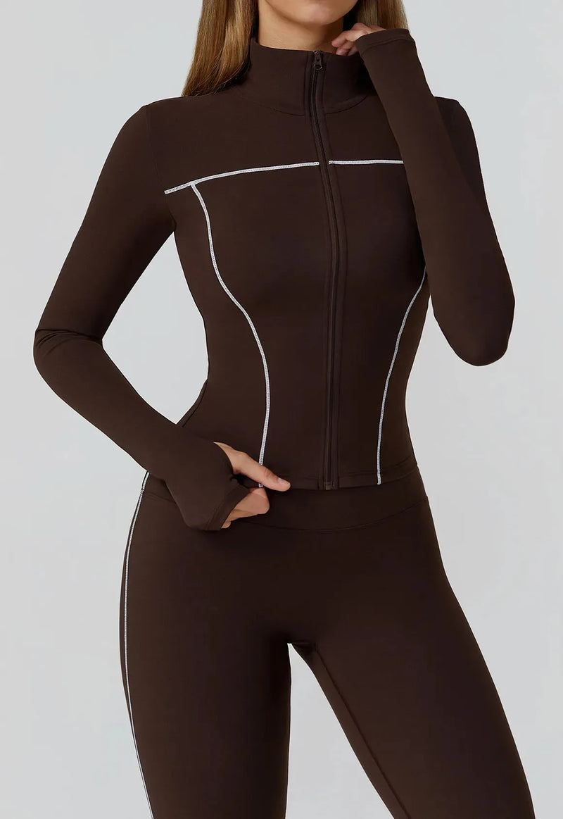 Veste femme yoga poches latérales respirant — flow