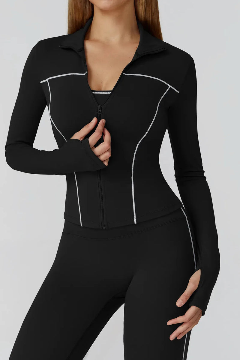 Veste femme yoga poches latérales respirant — flow