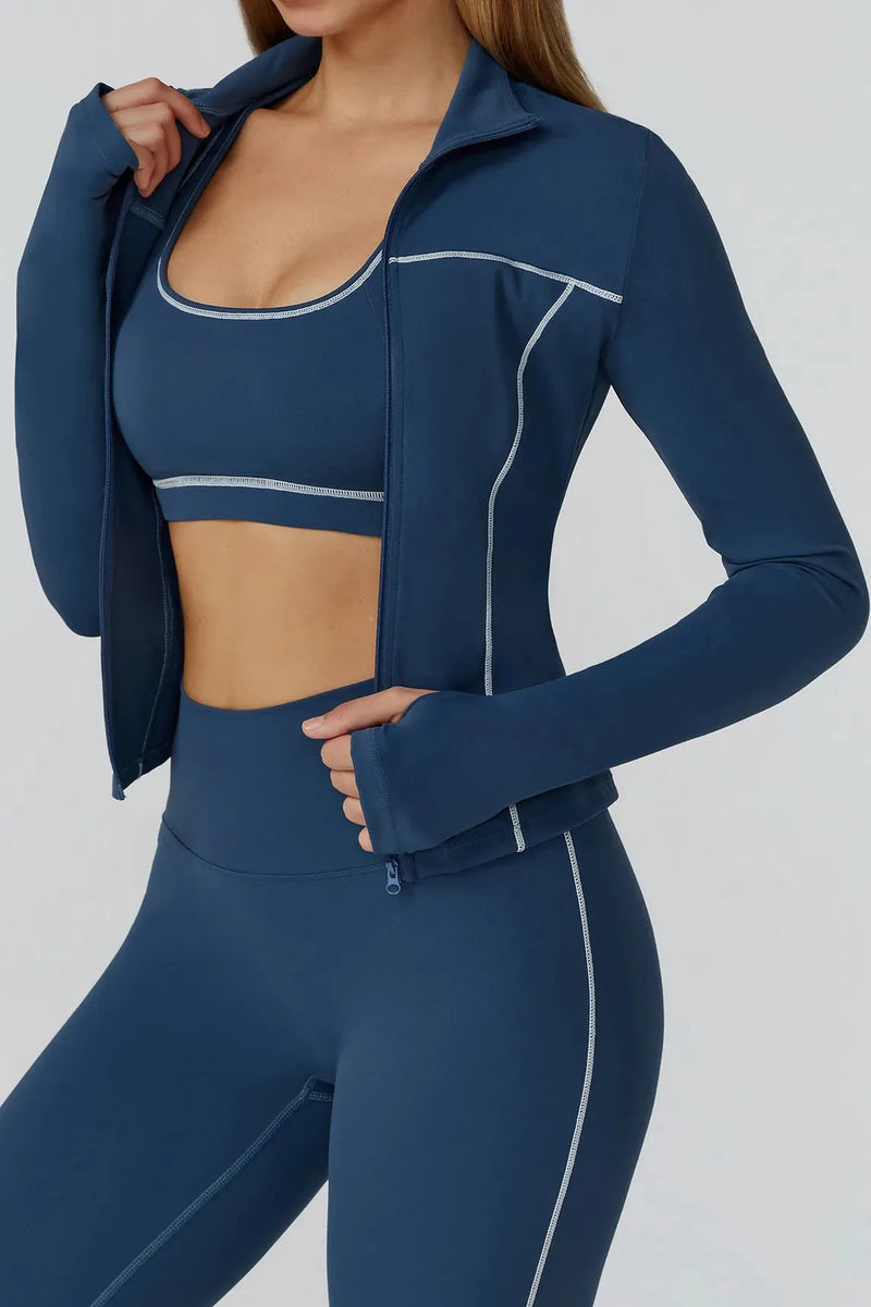 Veste femme yoga poches latérales respirant — flow