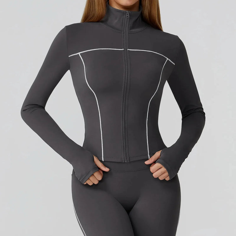 Veste femme yoga poches latérales respirant — flow