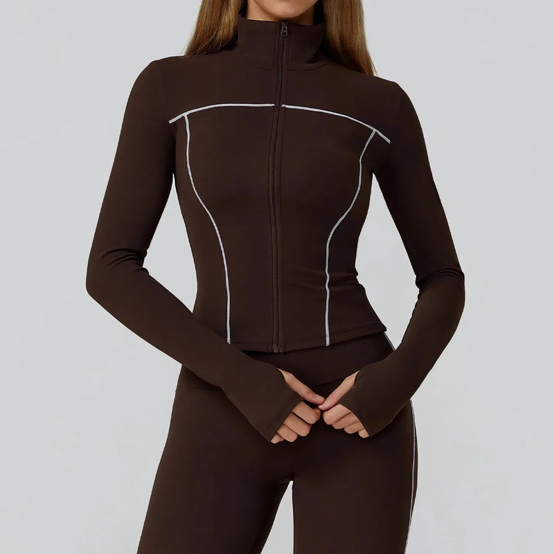 Veste femme yoga poches latérales respirant — flow