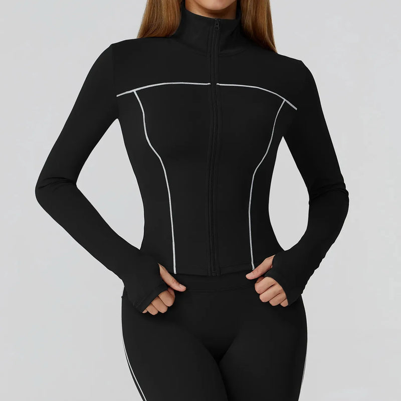Veste femme yoga poches latérales respirant — flow