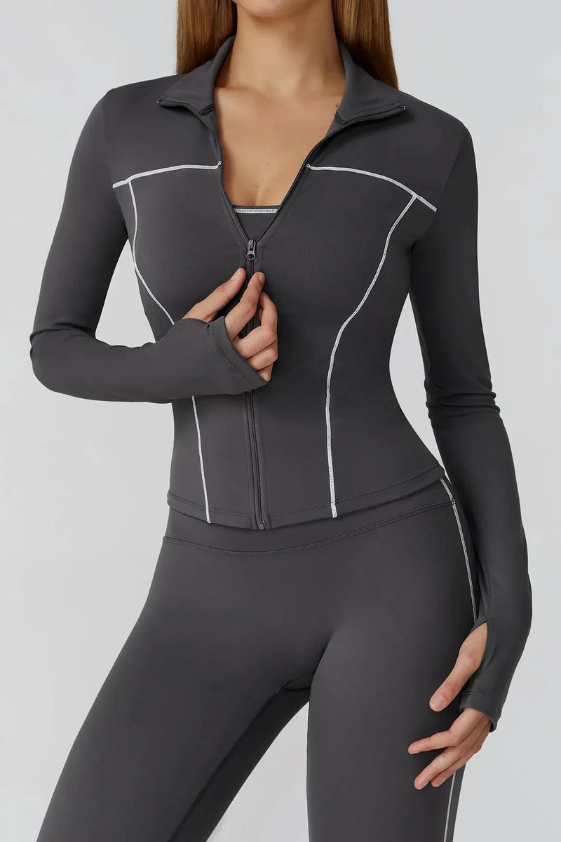 Veste femme yoga poches latérales respirant — flow